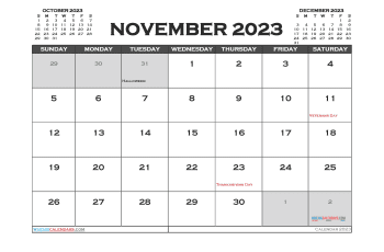 November 2023 Calendar Free Printable