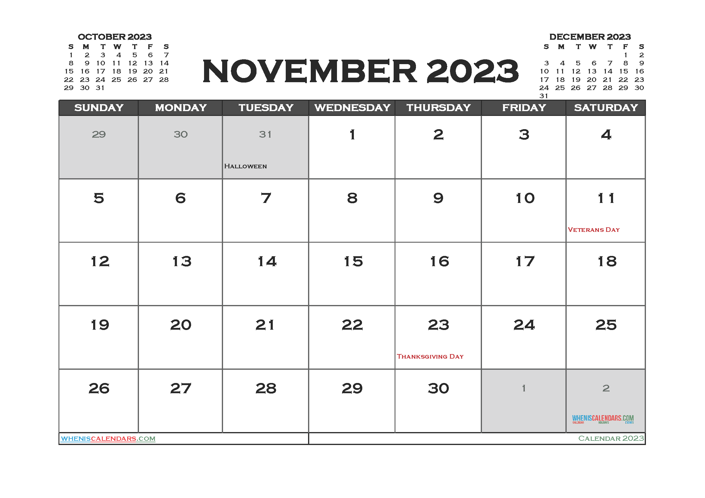 Download blank printable monthly calendar 2023 A4 23O1021