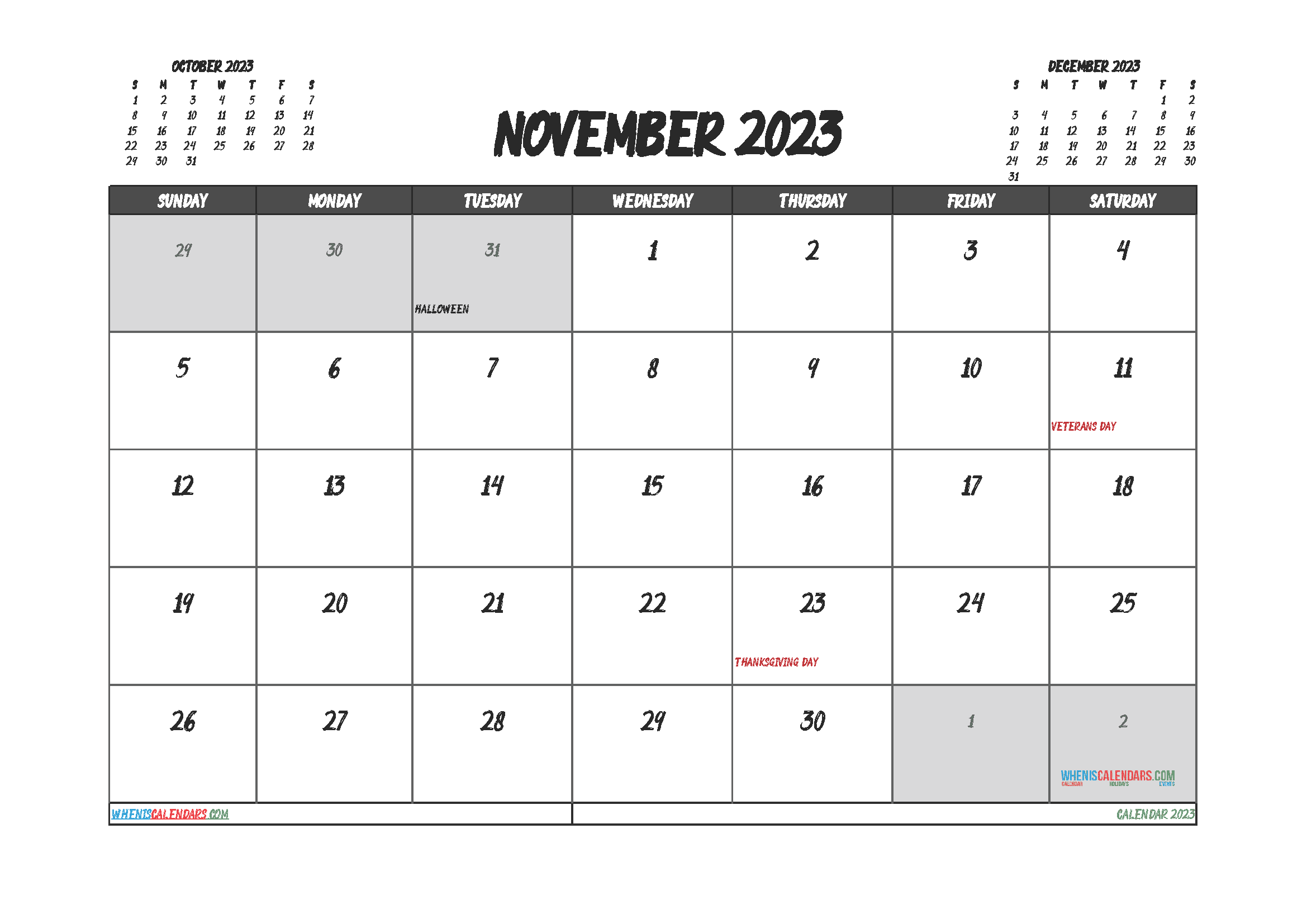 Download 2023 monthly calendar printable free A4 23O411