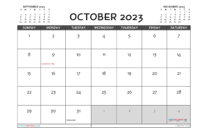 Free Printable October 2023 Calendar with Holidays