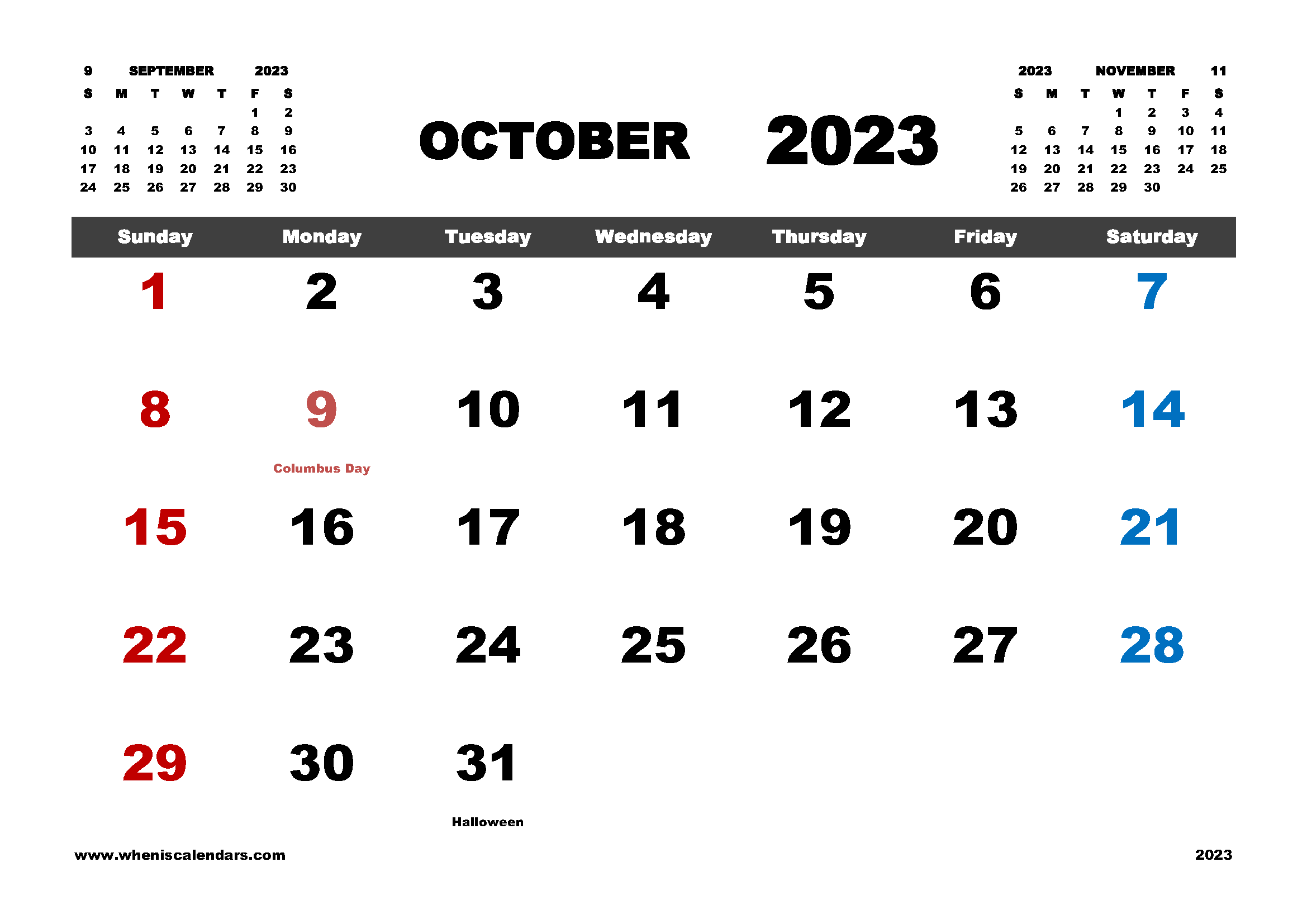 free-printable-october-2023-calendar-with-holidays-in-variety-formats