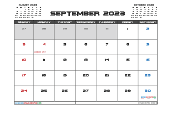 September 2023 Calendar with Holidays Free