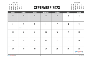 Free Printable September 2023 Calendar with Holidays
