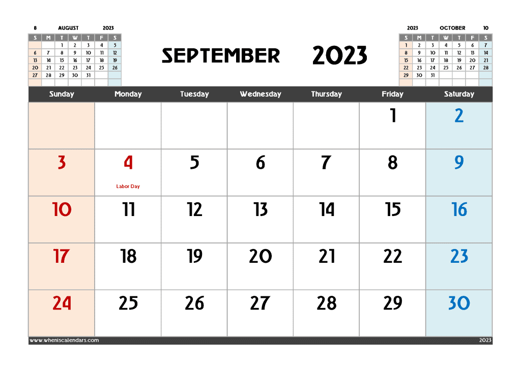 Downloadable free printable Calendar for September 2023 with holidays in variety format and orientation