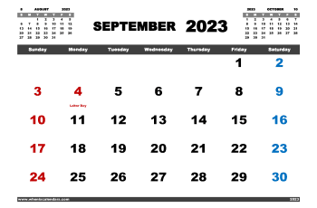 Free Printable September 2023 Calendar PDF and Variety Formats (Name: 923pna4hl9)