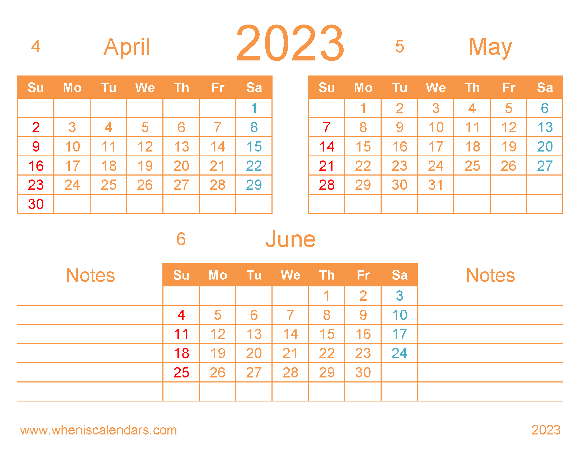 Free Calendar April May June 2023