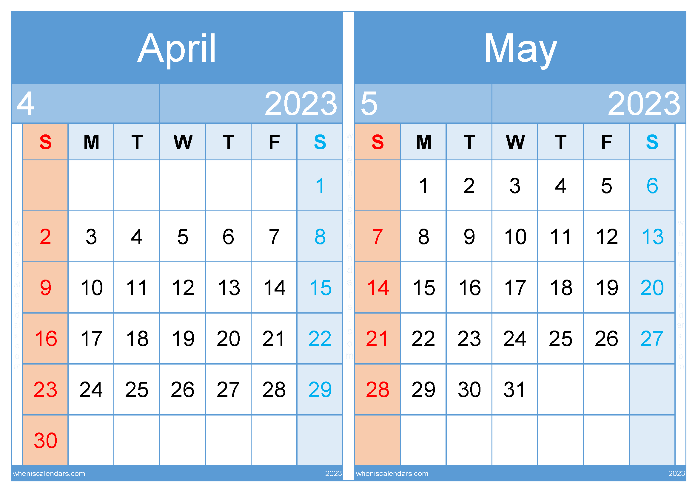 April and May 2023 Calendar Template (AM2313)