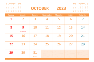 Free Printable October 2023 Calendar with Holidays