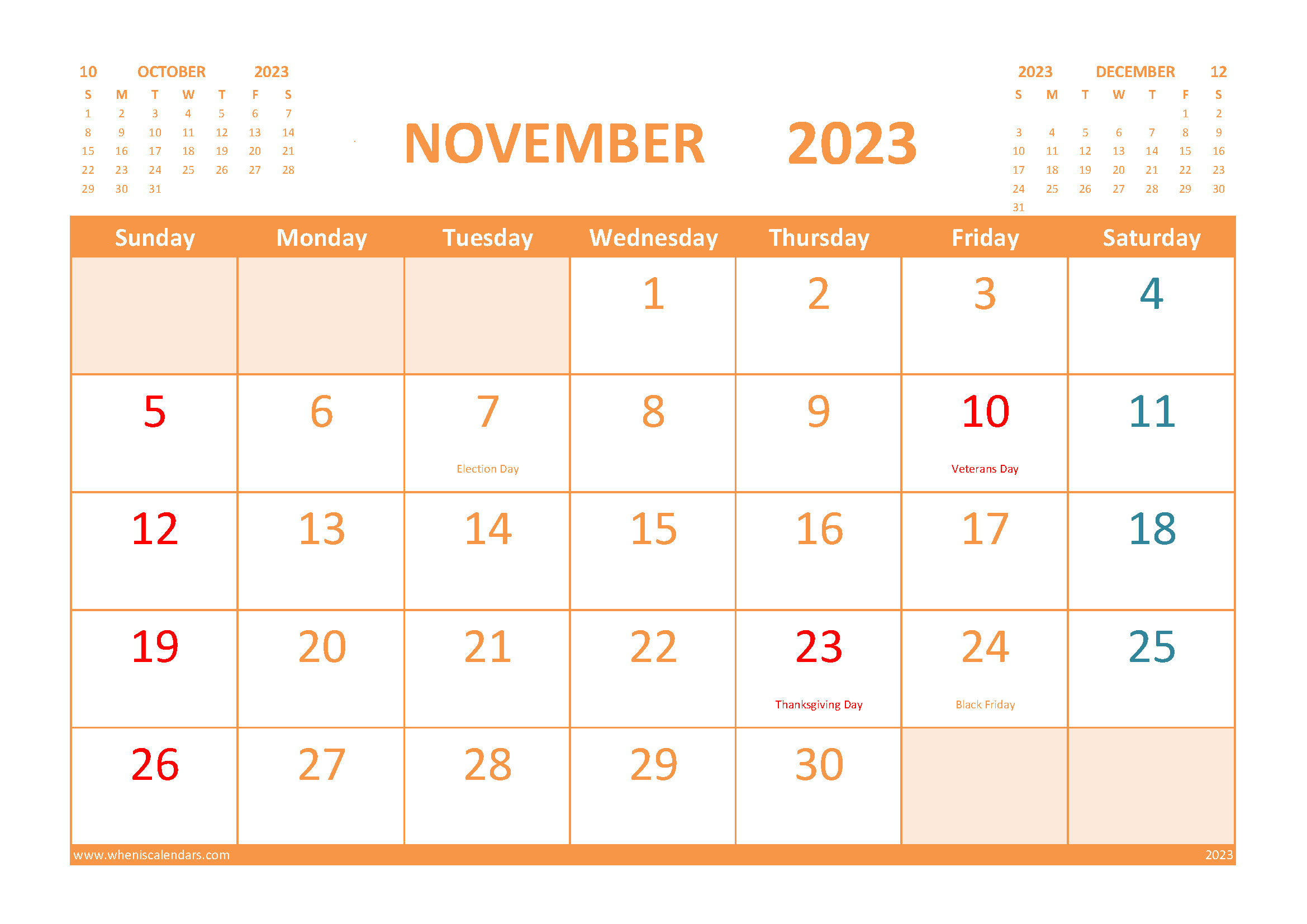 Download template for 2023 calendar A4 23O443