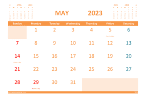 Free Printable May 2024 Calendar with Holidays