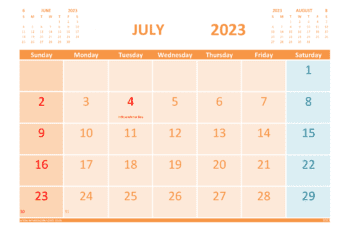 Free July 2023 Calendar Template with Holidays