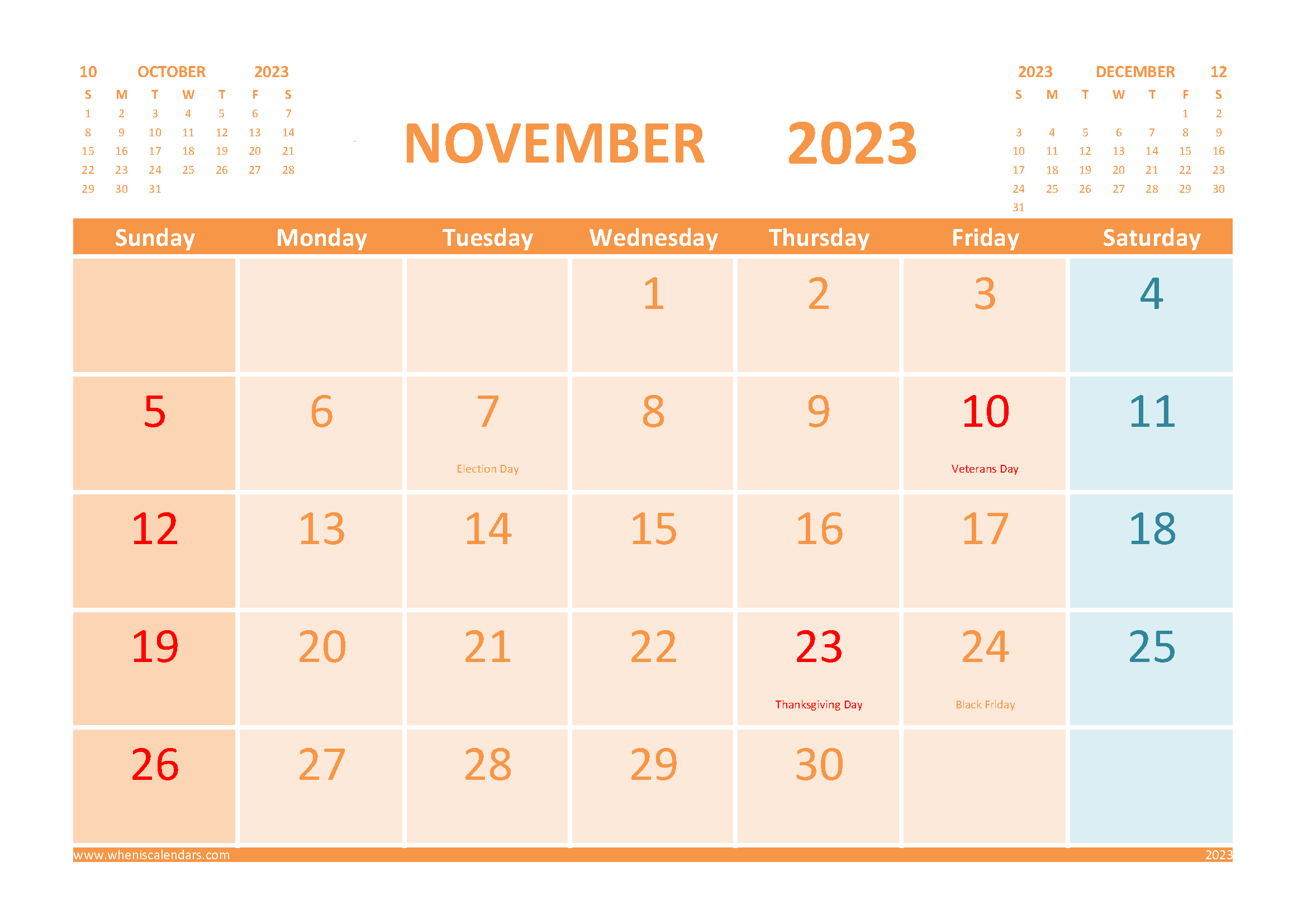 Download blank 2023 calendars A4 23O447