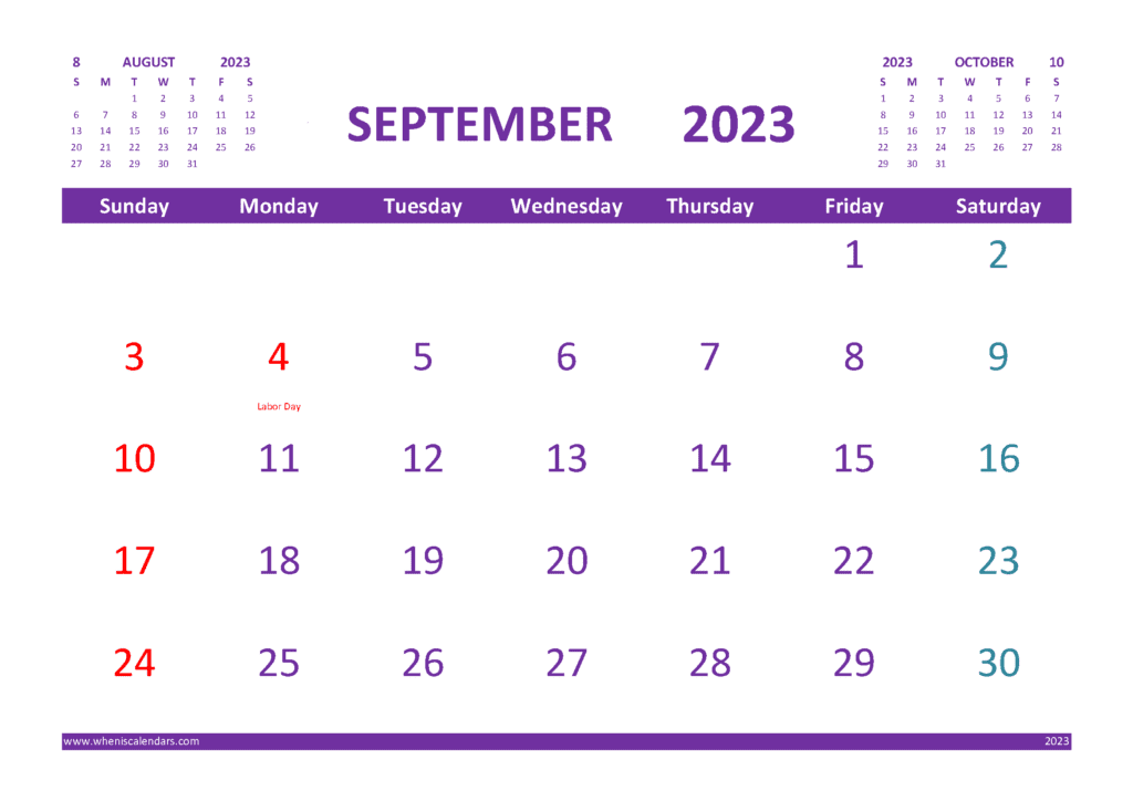 September 2023 Calendar With Holidays Printable