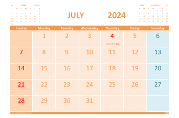 Free July 2024 Calendar Template with Holidays