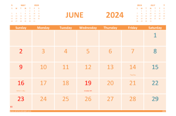 Free June 2024 Calendar Printable with Holidays