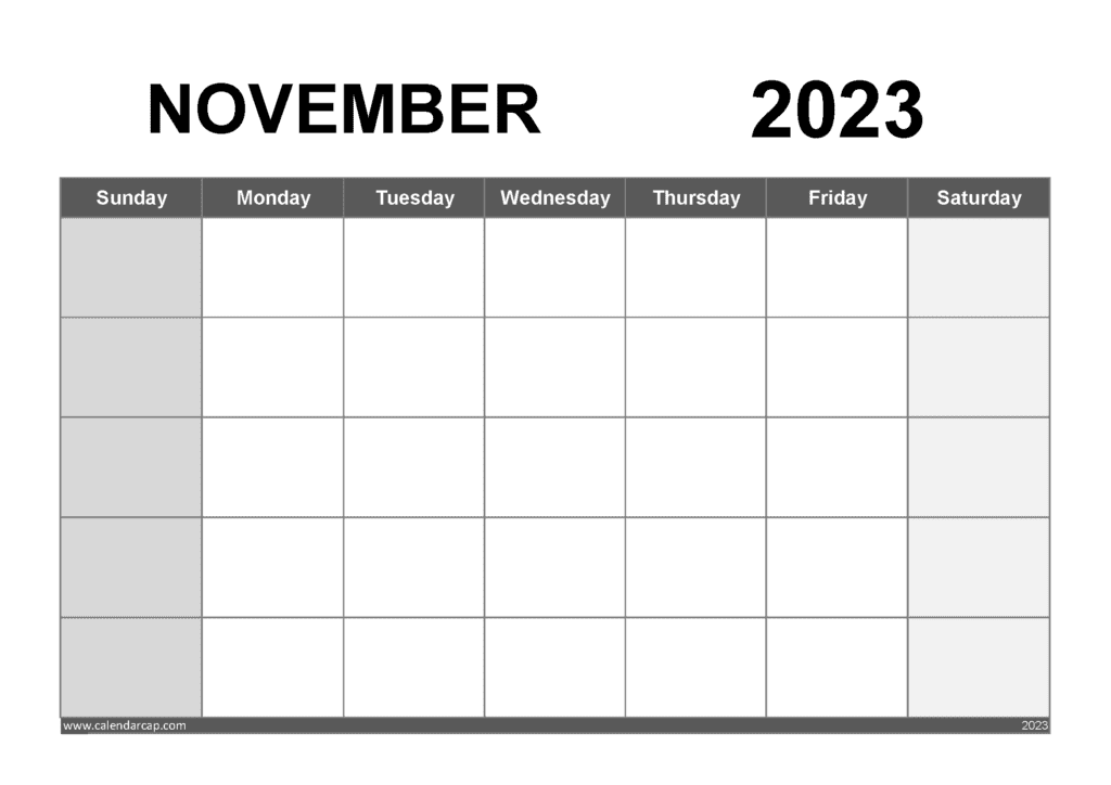 Free Blank November 2023 Calendar Printable