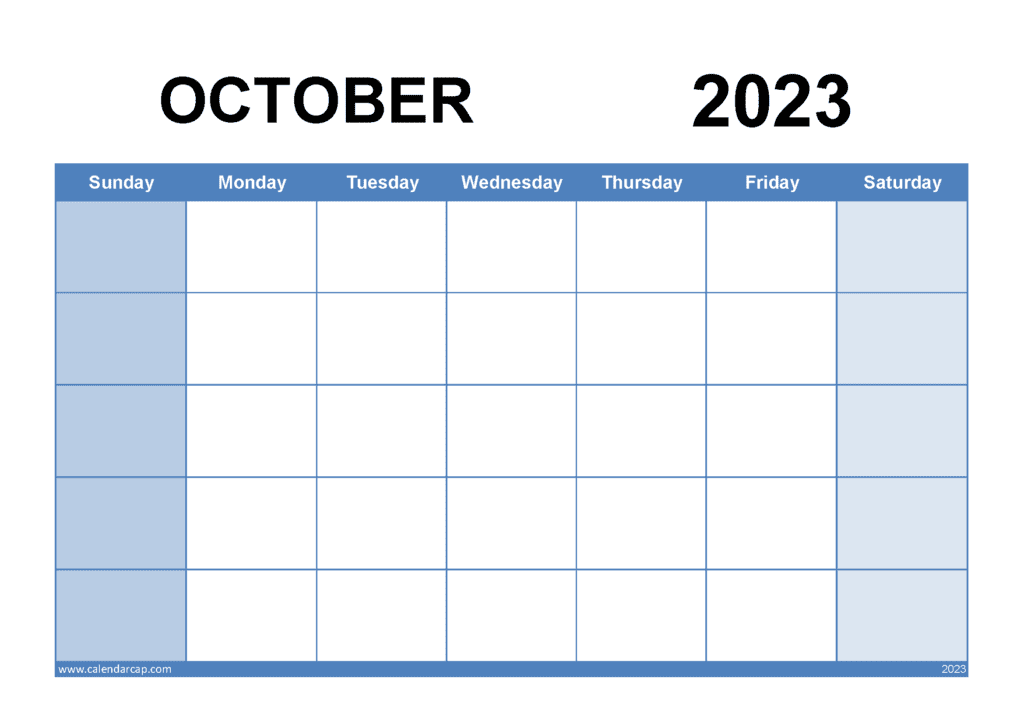 Free Blank October 2023 Calendar Printable