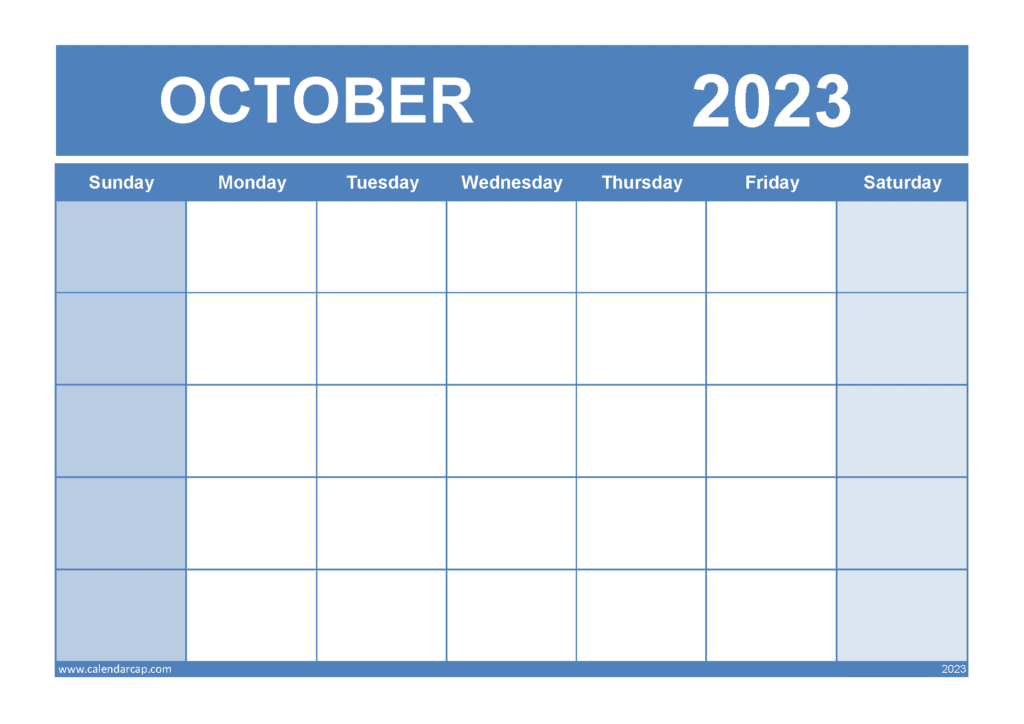 Free Blank October 2023 Calendar Printable
