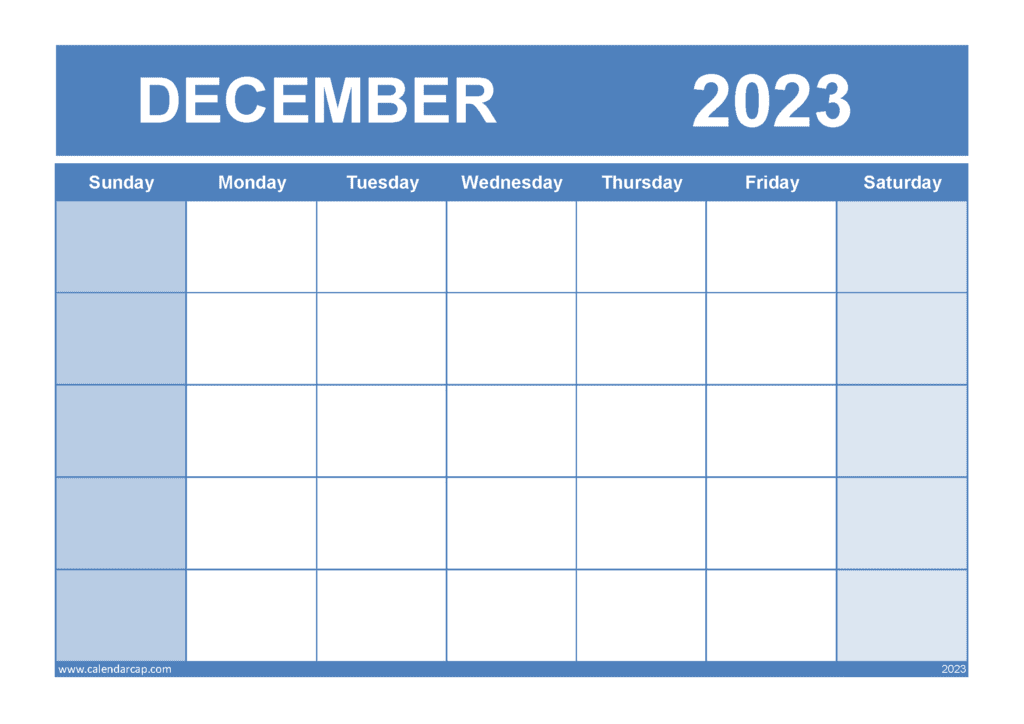 Free Blank December 2023 Calendar Printable