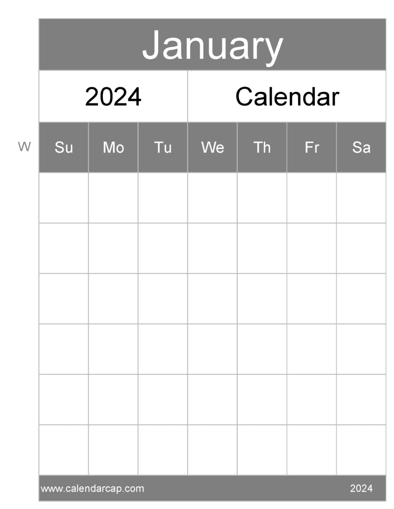 Free Blank January 2024 Calendar Printable