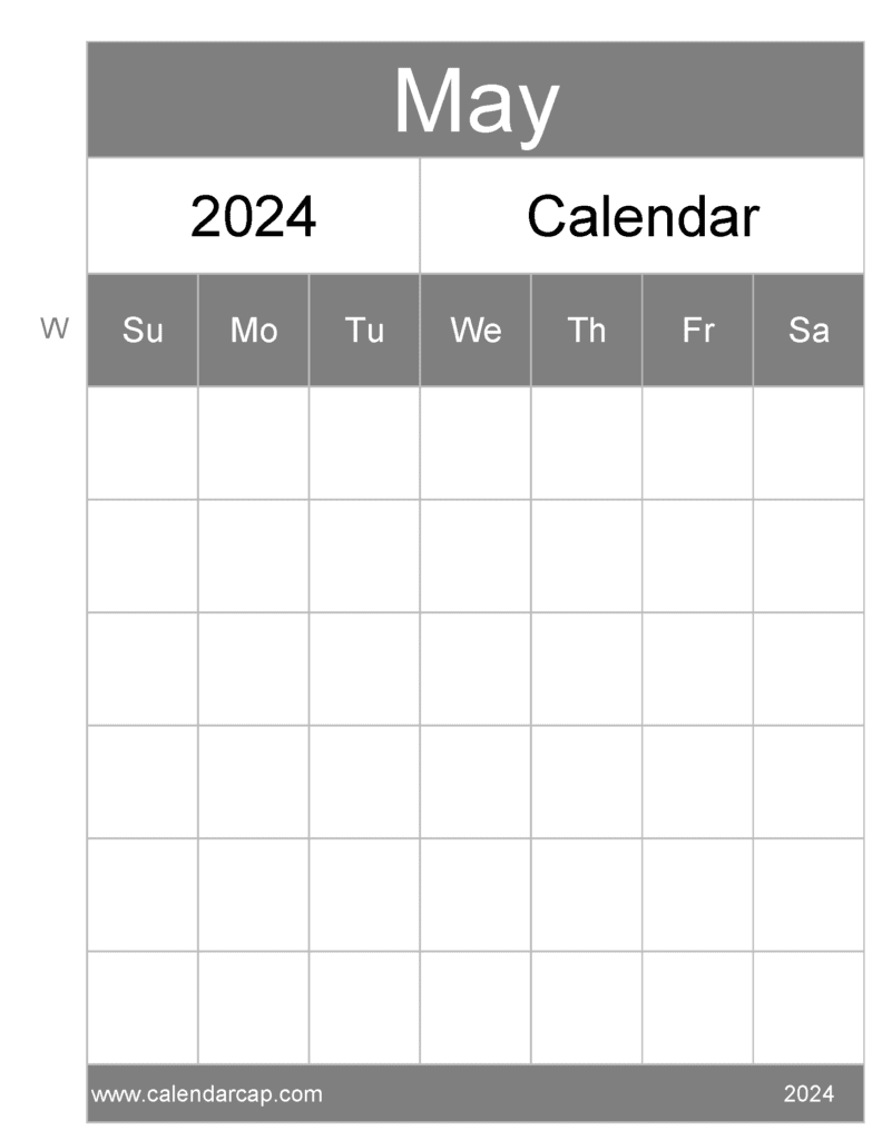 Free Blank May 2024 Calendar Printable