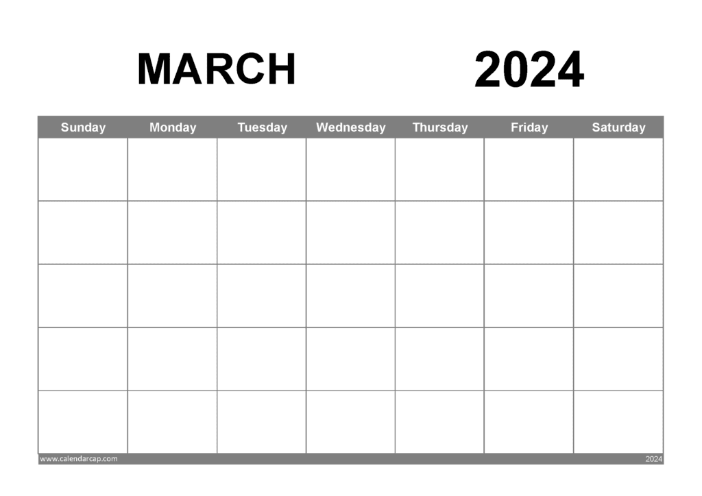 Free Blank March 2024 Calendar Printable