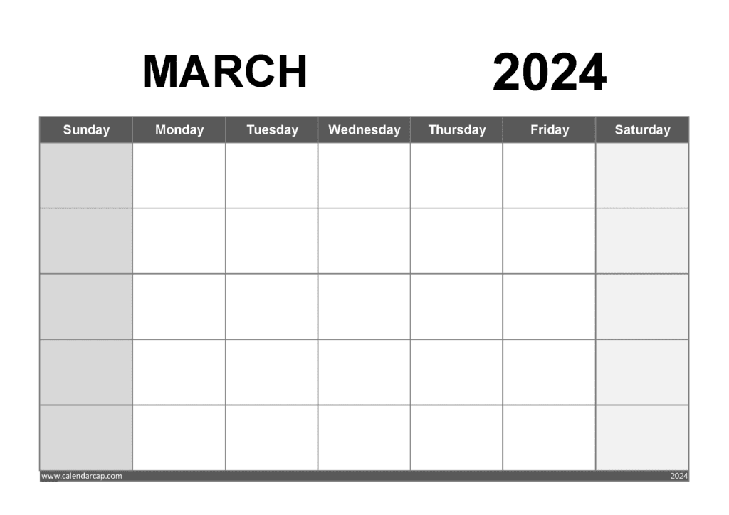 Free Blank March 2024 Calendar Printable