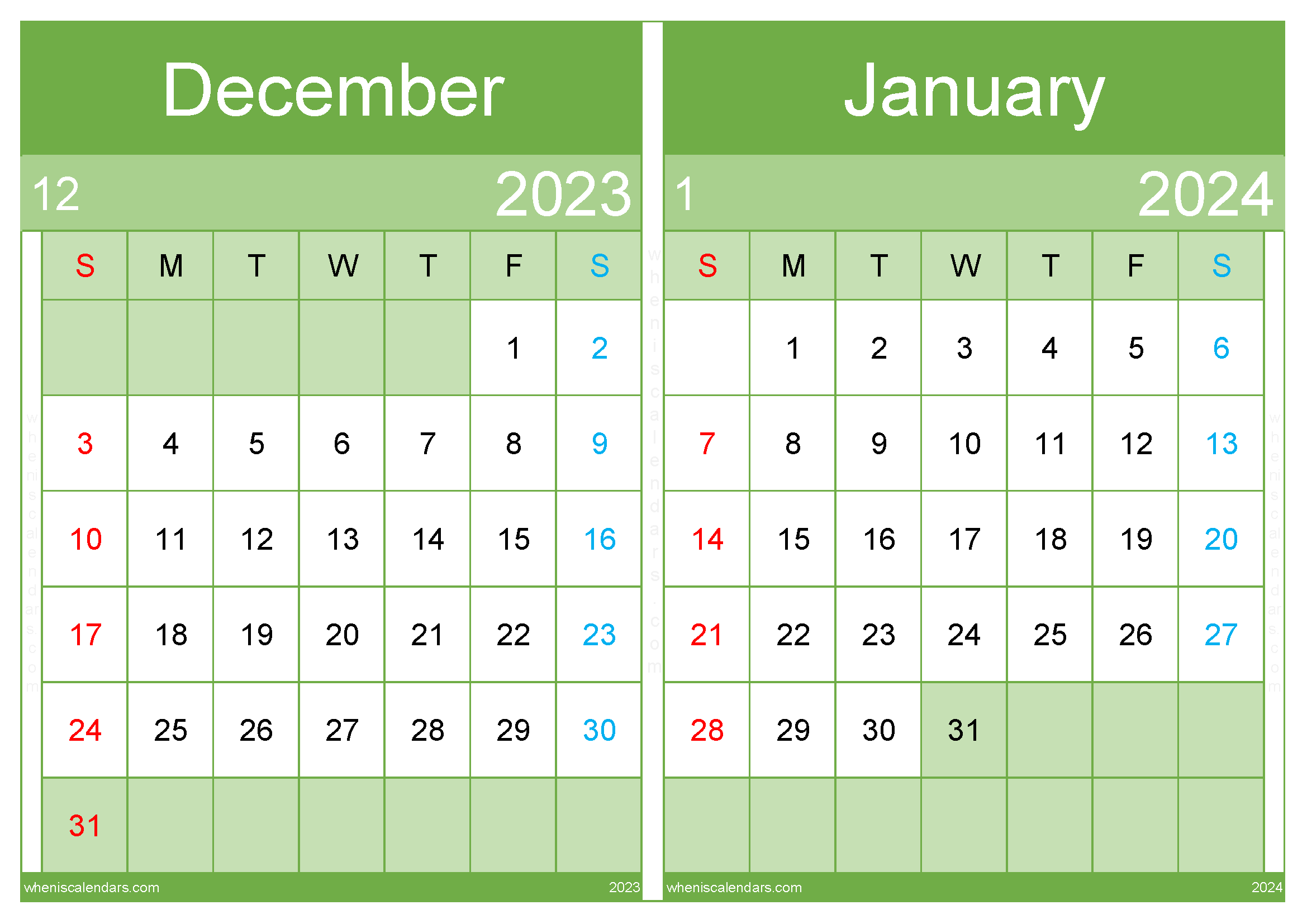 Dec 2023 and Jan 2024 calendar DJ232044