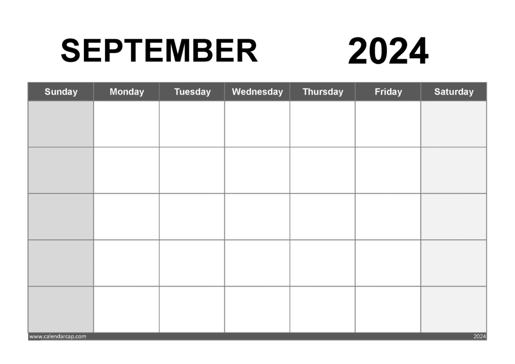 Free Blank September 2024 Calendar Printable
