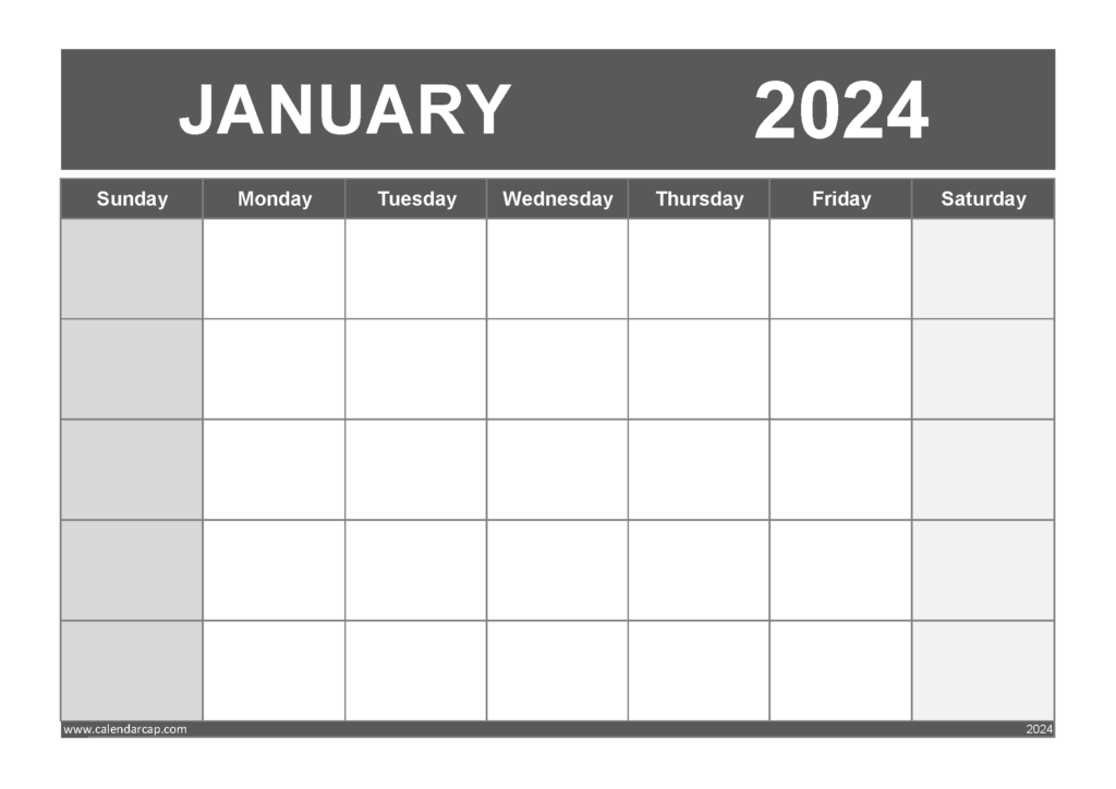 Free Blank January 2024 Calendar Printable