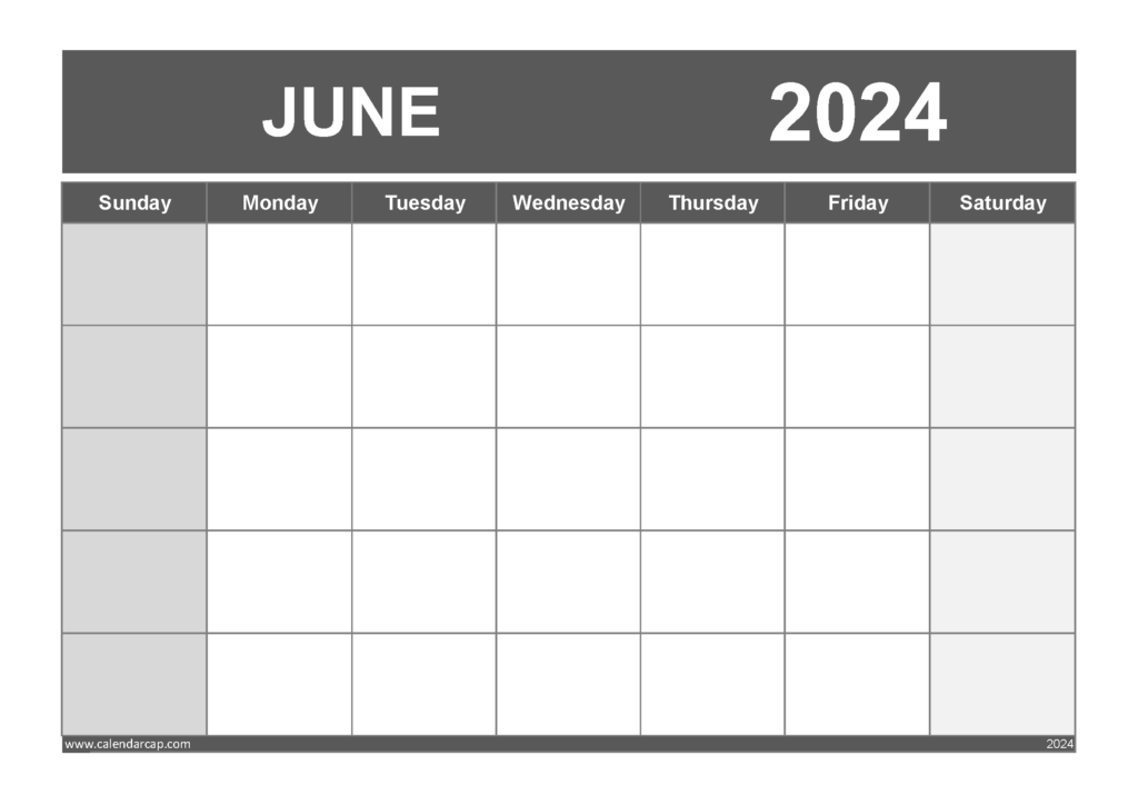 Free Blank June 2024 Calendar Printable