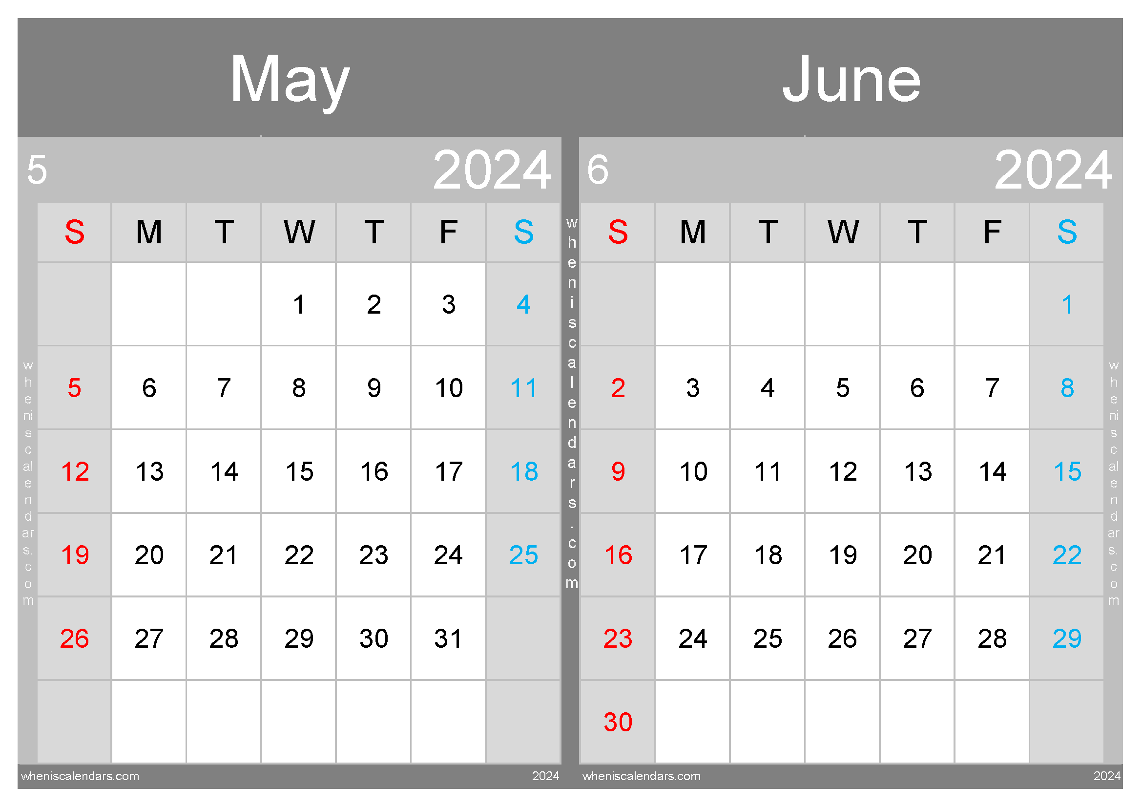 May June 2024 Calendar Two-Month