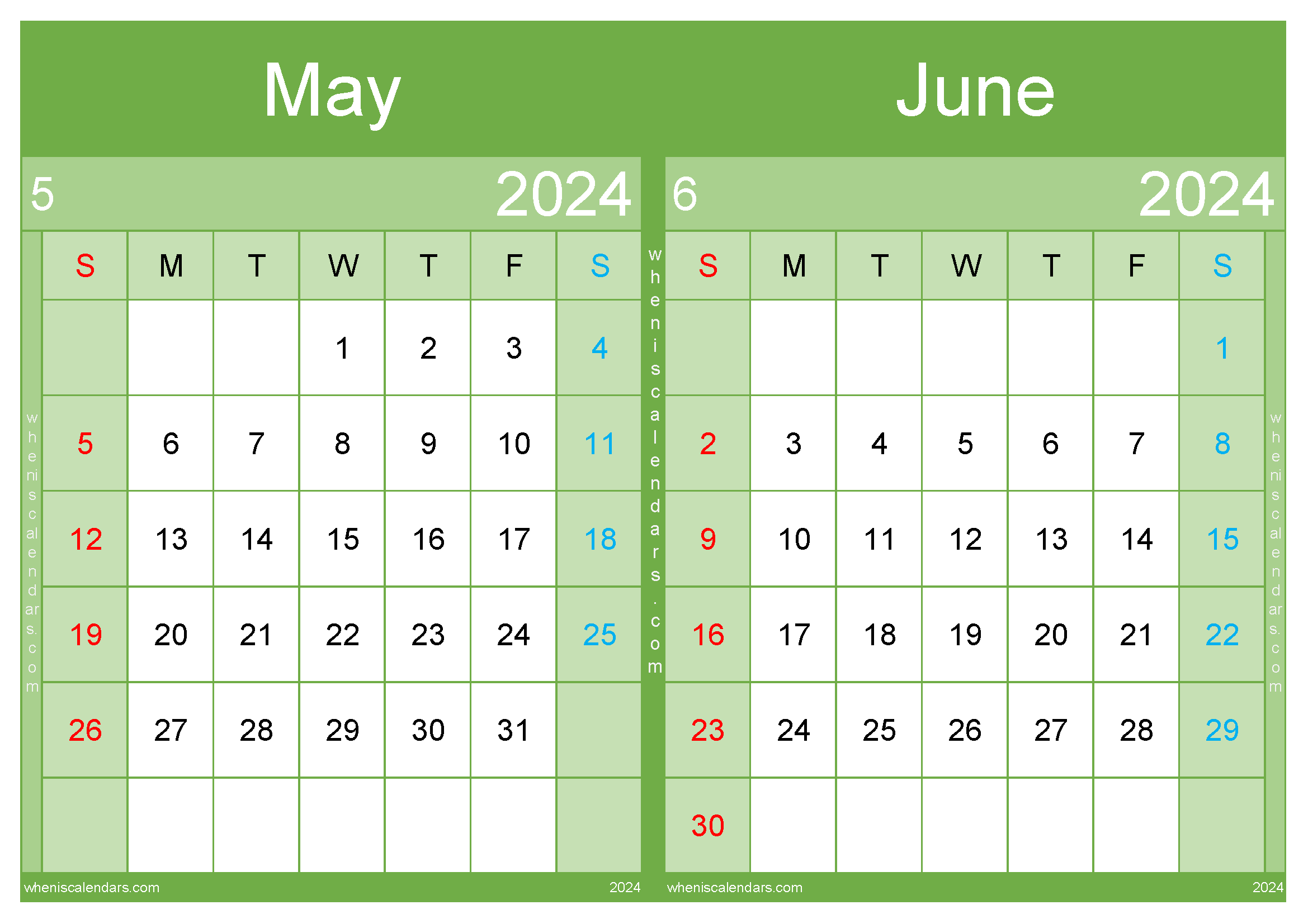 Download May June ka calendar 2024 A4 MJ242042