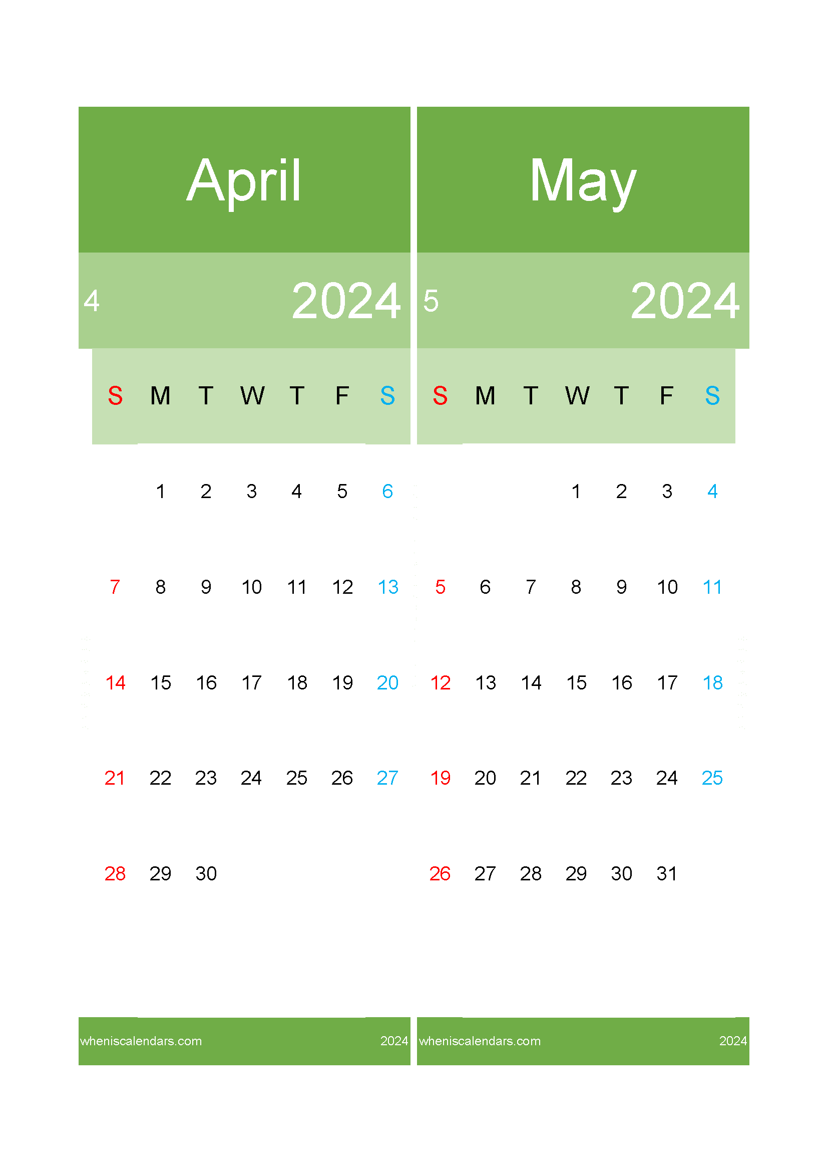 Download calendar for Apr and May 2024 A4 AM242030