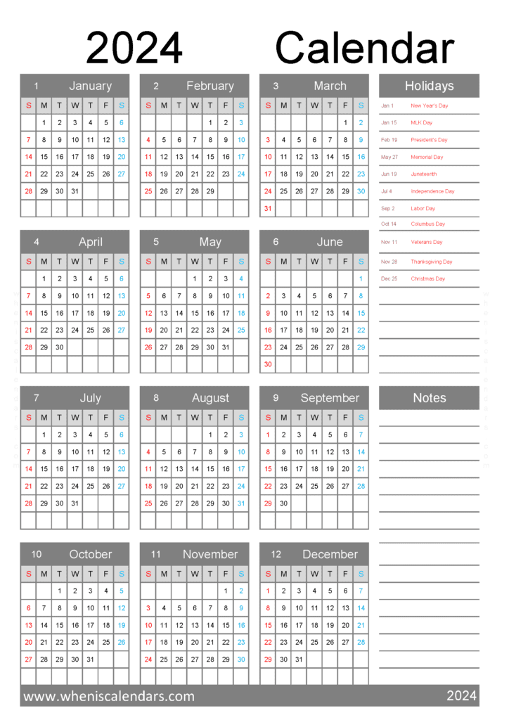 Download print calendar 2024 A4 Vertical (O4Y023)