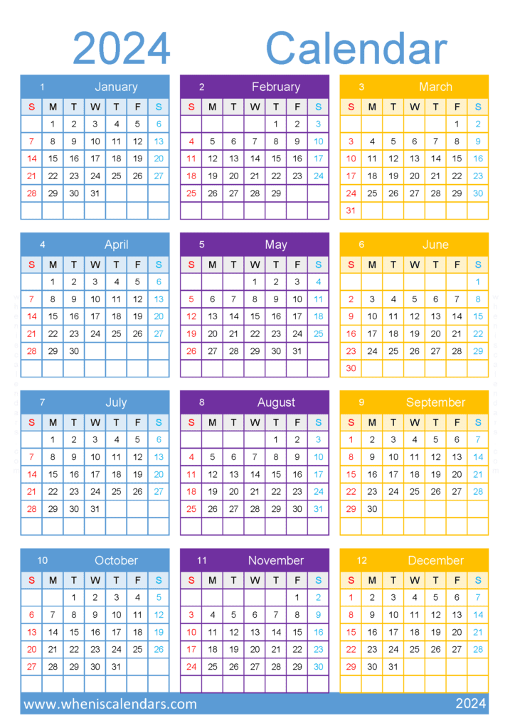 Download free monthly calendar 2024 A4 Vertical (O4Y115)