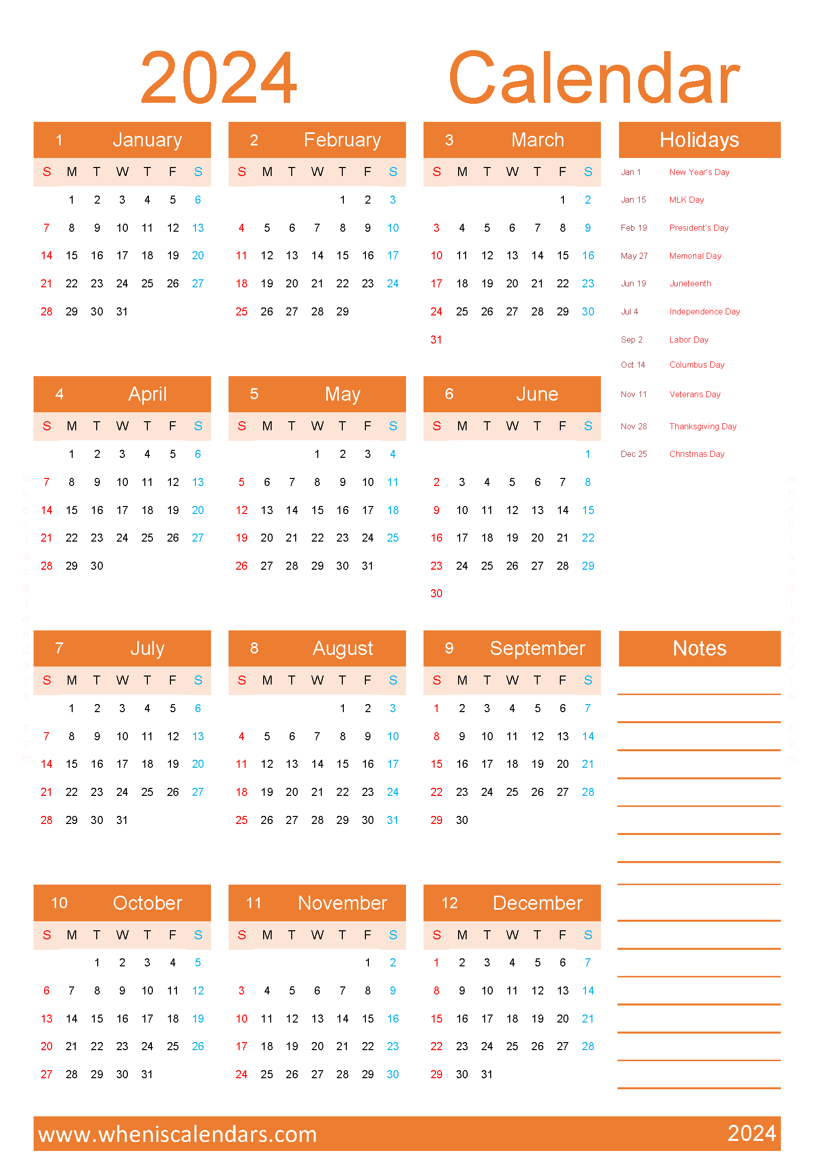 Download calendar 2024 with week numbers A4 O24Y030