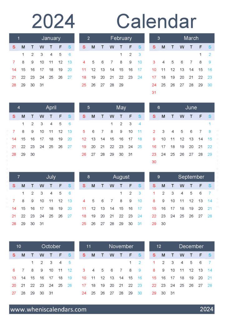 Download week number calendar 2024 A4 Vertical (O4Y130)
