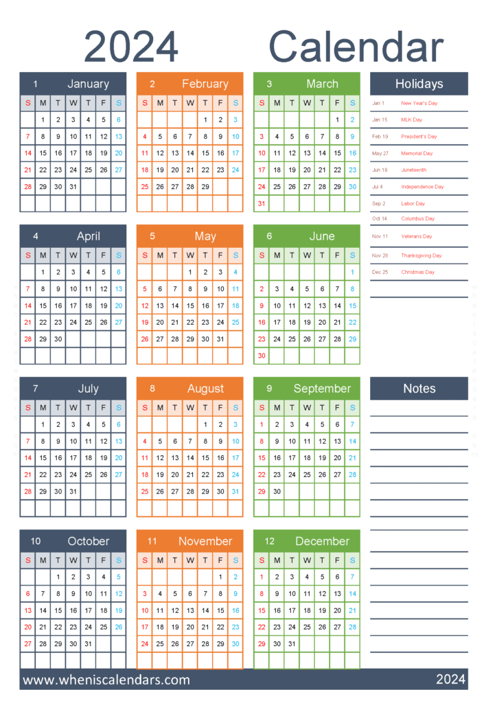 Download blank 2024 calendar printable A4 Vertical (O4Y043)