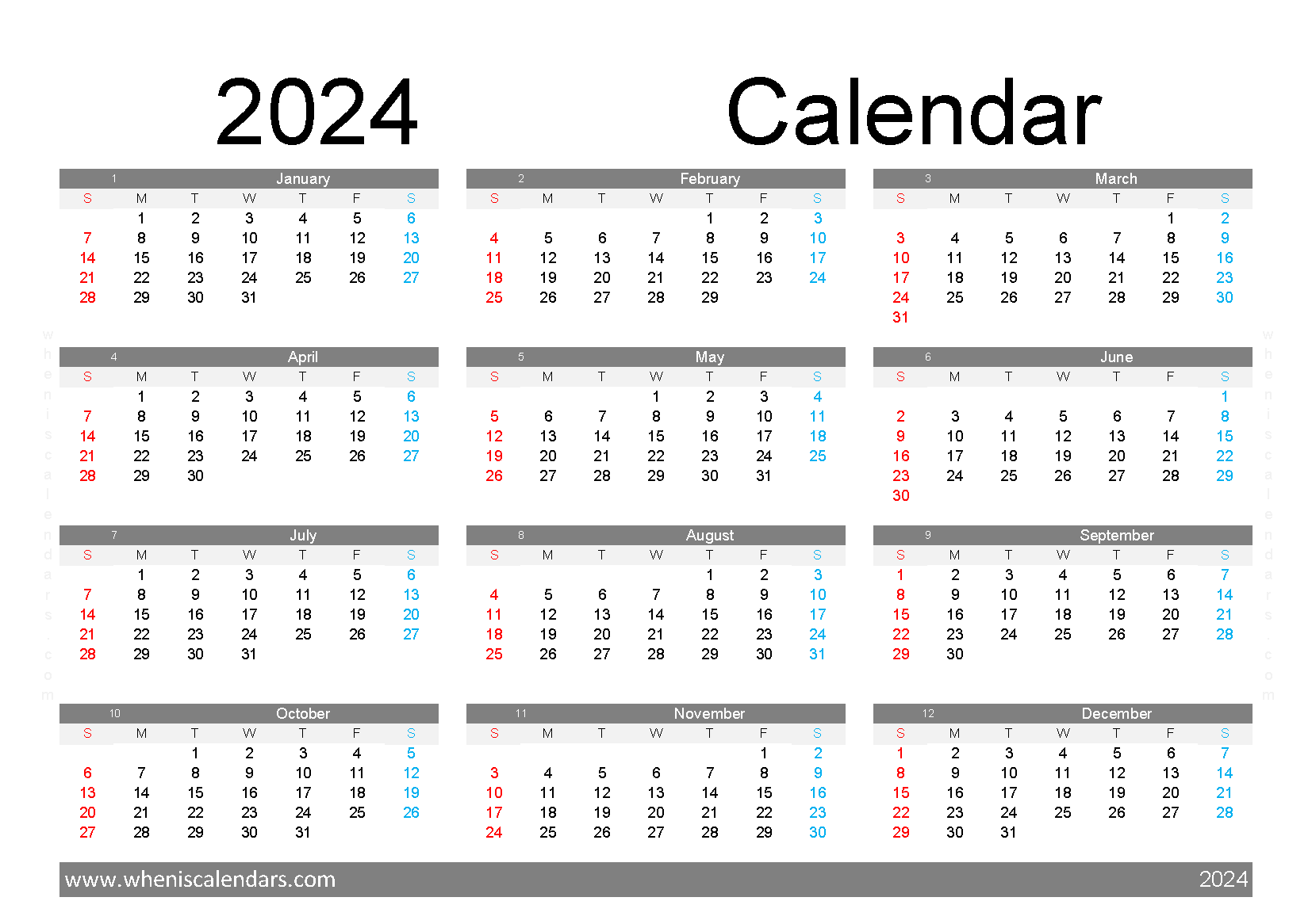 Download free 2024 monthly calendar A5 O24Y311