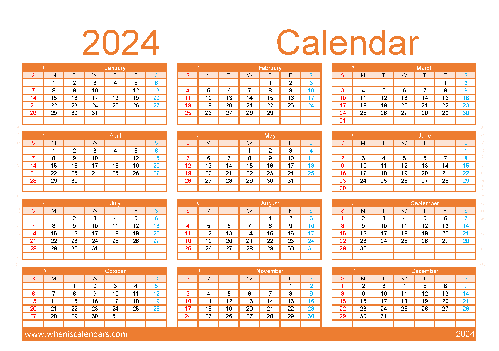 Download free blank calendar template 2024 A5 O24Y316