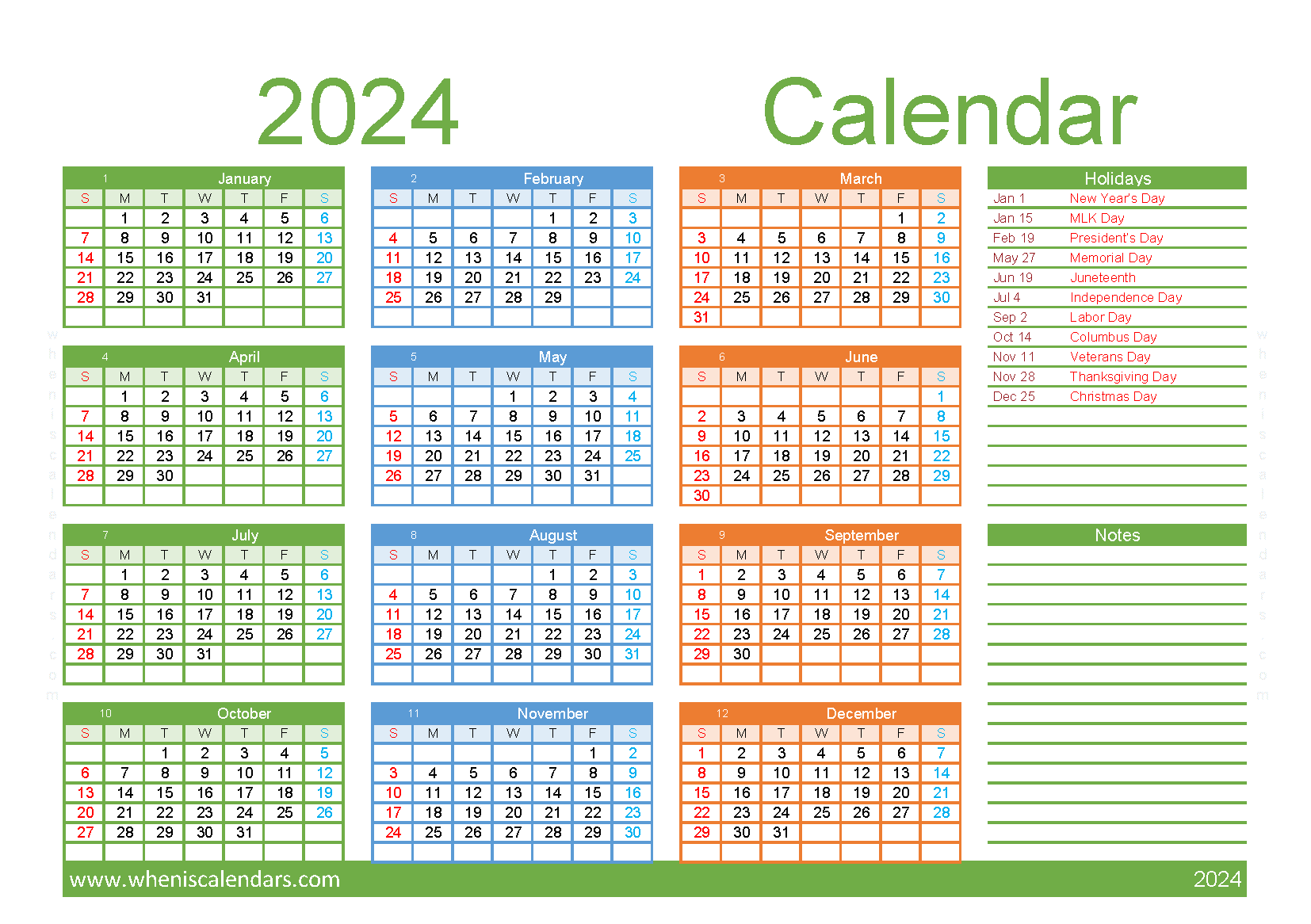 Download template calendar 2024 A5 Horizontal (O4Y057)