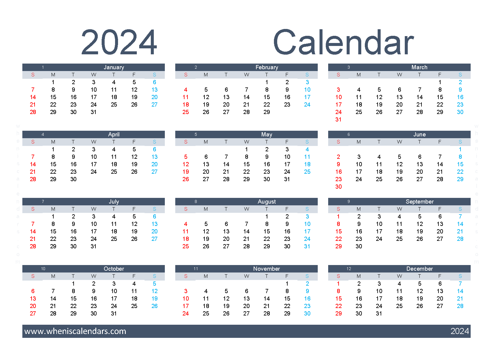 Download free printable monthly calendar 2024 with holidays A5 O24Y325