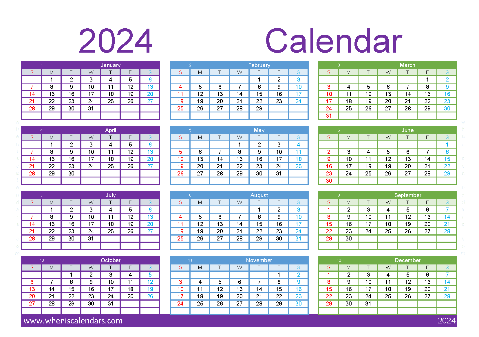 Download desk calendar 2024 printable A5 Horizontal (O4Y153)