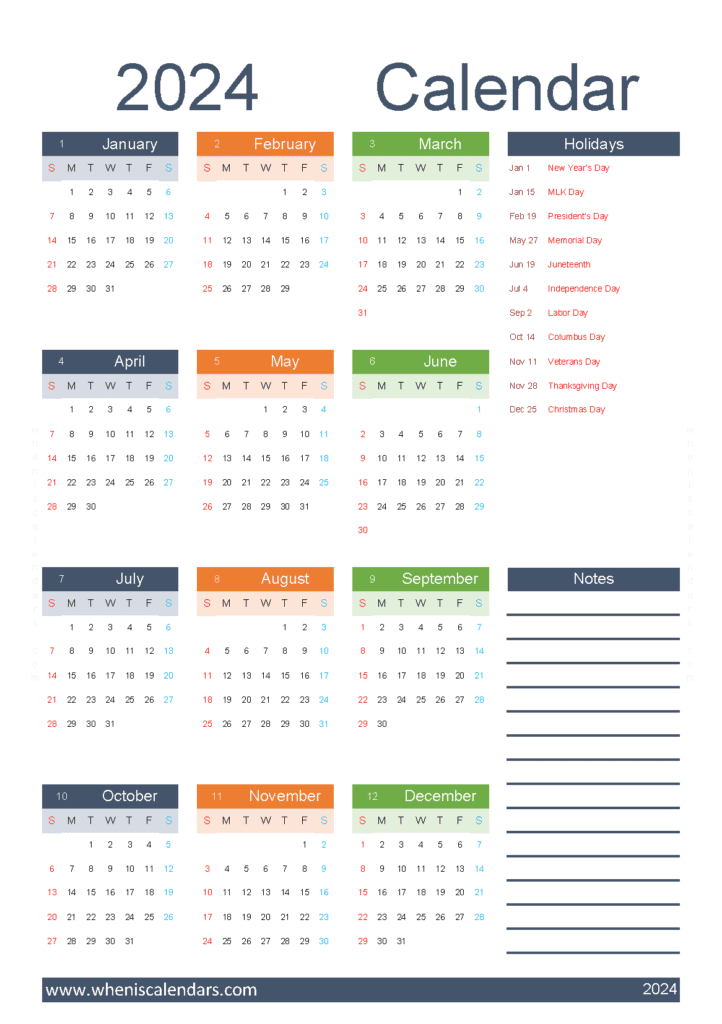 Download free editable calendar 2024 A5 Vertical (O4Y084)