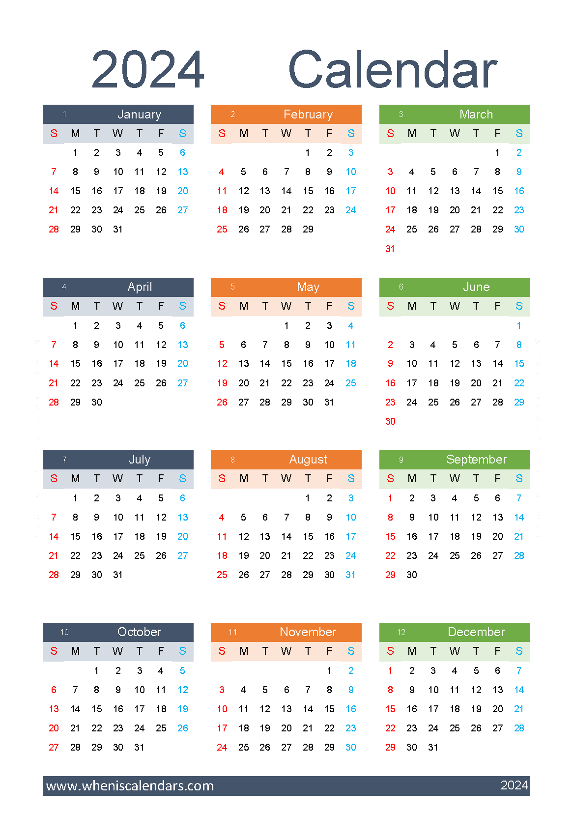 Download cute printable calendar 2024 A5 Vertical (O4Y172)