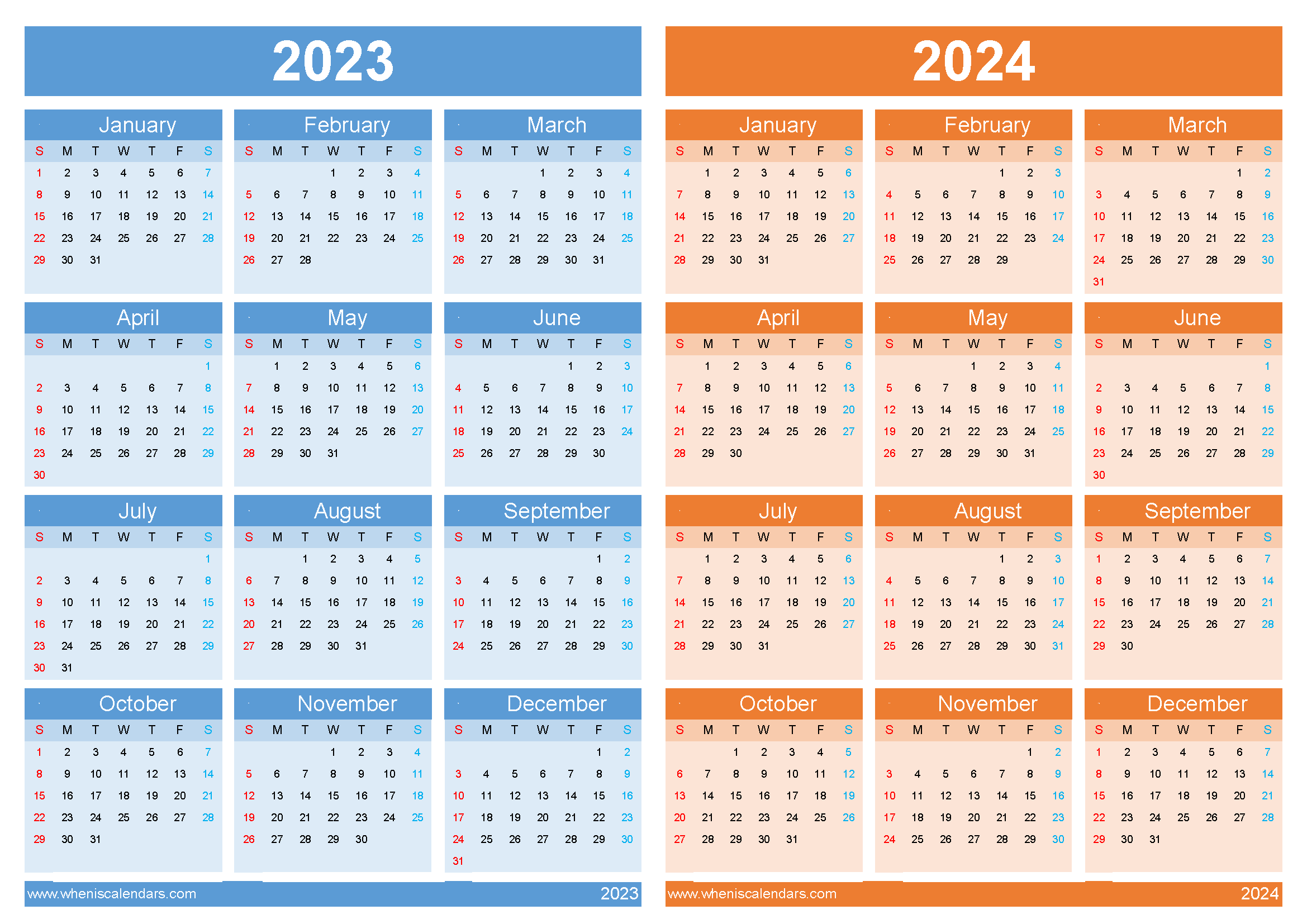 2023 and 2024 calendar printable 34Y03