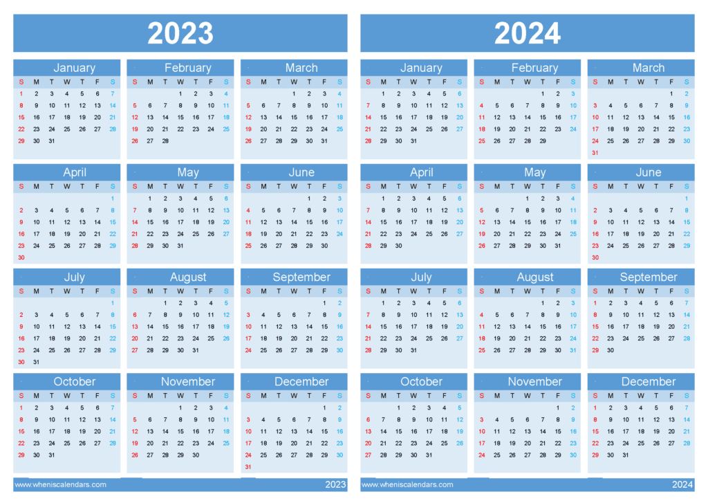 Download Free Calendar 2023 2024 printable