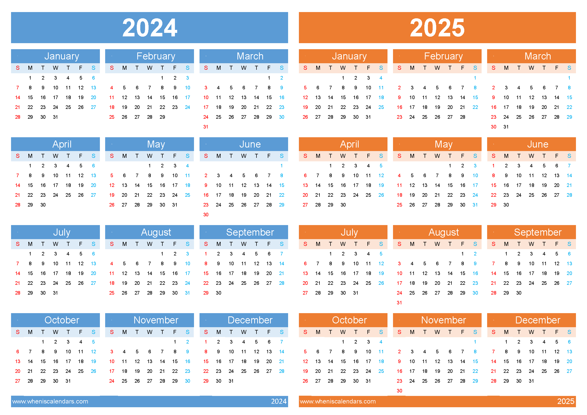 2024 2025 calendar template 45Y01