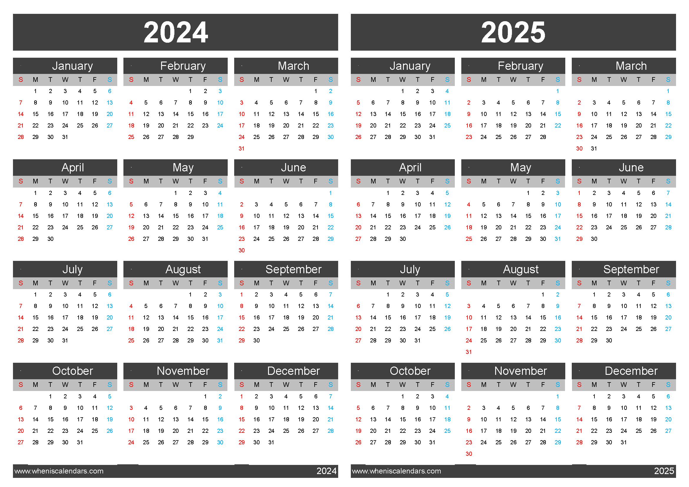 calendar 2024 2025 printable 45Y04